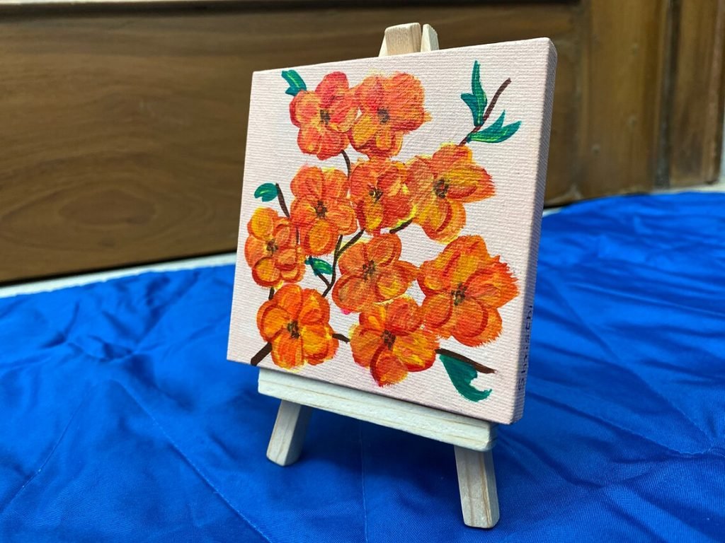 Cherry Blossom Original Handmade Mini Acrylic Painting - inksandsplashes